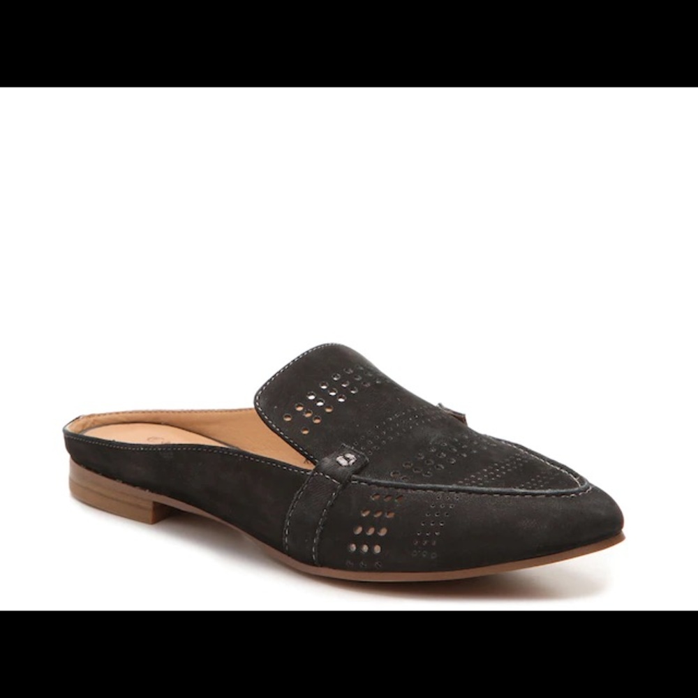 Crown Vintage Katherine black cutout mules. Size: 7.5